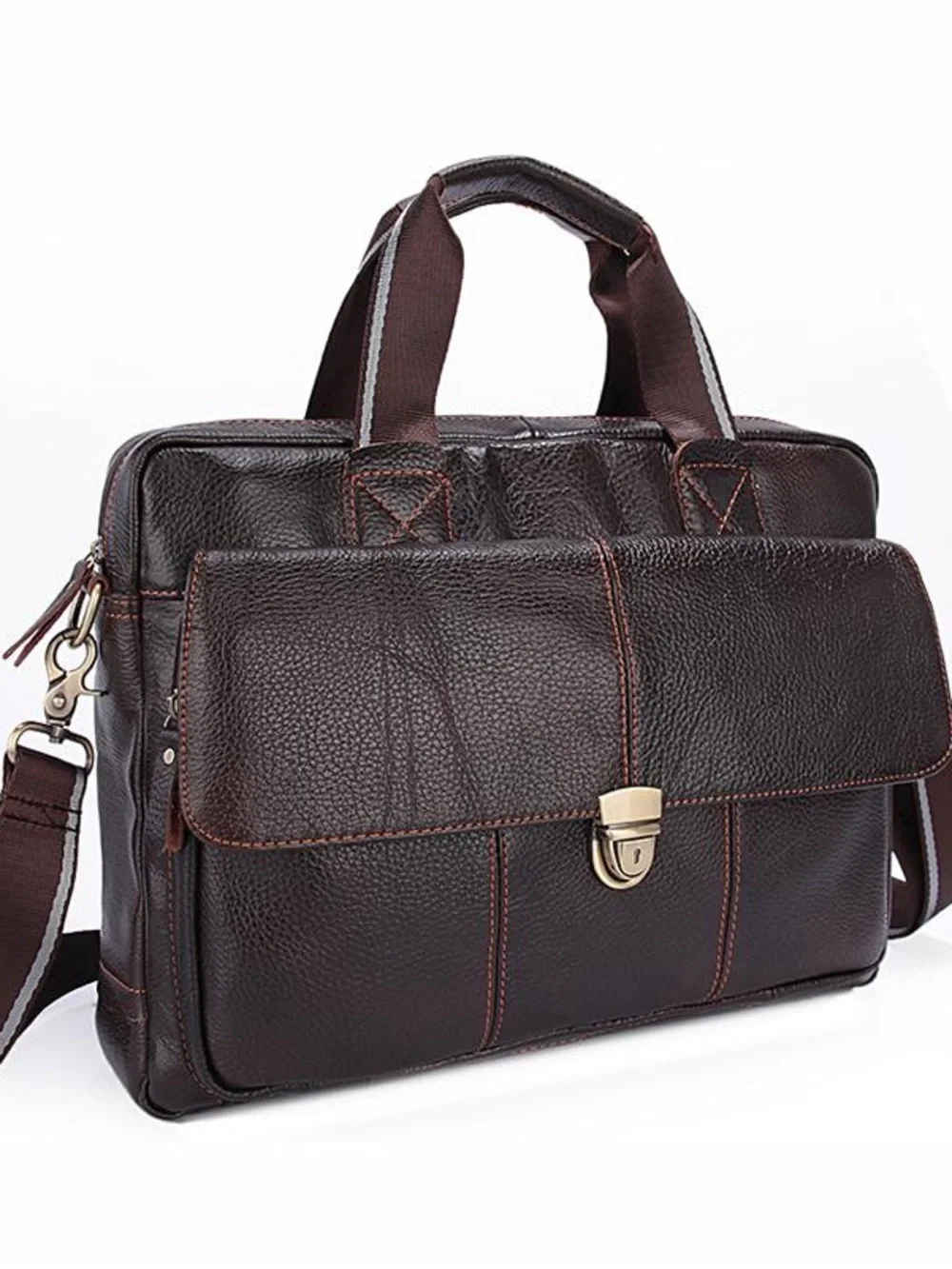 Men's Black Leather Briefcase Bag - Classic Professional Carry